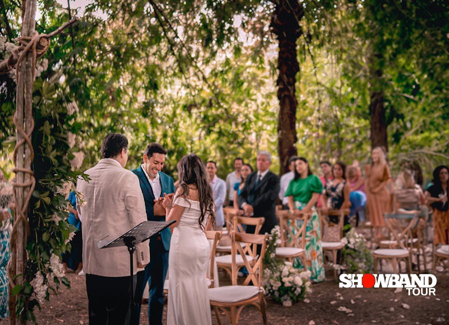 guests mingling at wedding